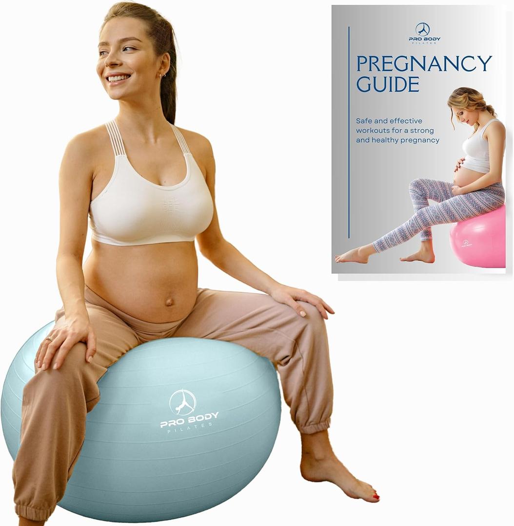 ProBody Pilates Pregnancy Ball - Yoga Ball for Pregnancy with Book, Prenatal, Labor & Postnatal Maternity Exercise, 65CM