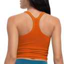 Seamless Ribbed Workout Racerback Tank Tops with Built in Shelf Bra for Women (Size 4, Orange)