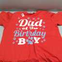 Dad Of The Birthday Boy Dog Paw Bday Party Celebration T-Shirt (L, Red)