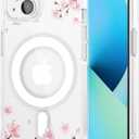 MAYCARI for iPhone 15 Pro Max Case Compatible with MagSafe, Magnetic Cute Cherry Blossom Clear Phone Cover for Girls Women Soft TPU Hard Back Shockproof Protective Case for iPhone 15 Pro Max 6.7"