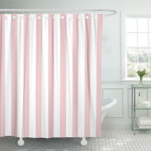 Emvency Shower Curtain Abstract Classic Pink and White Stripe Graphic Modern Waterproof Polyester Fabric 72 x 78 inches Set with Hooks