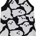 Yccutest Infant Girl Halloween Knitted Dresses Baby Girl Ghost Outfit Halloween Knit Sweater Toddler Sleeveless Mini Dress