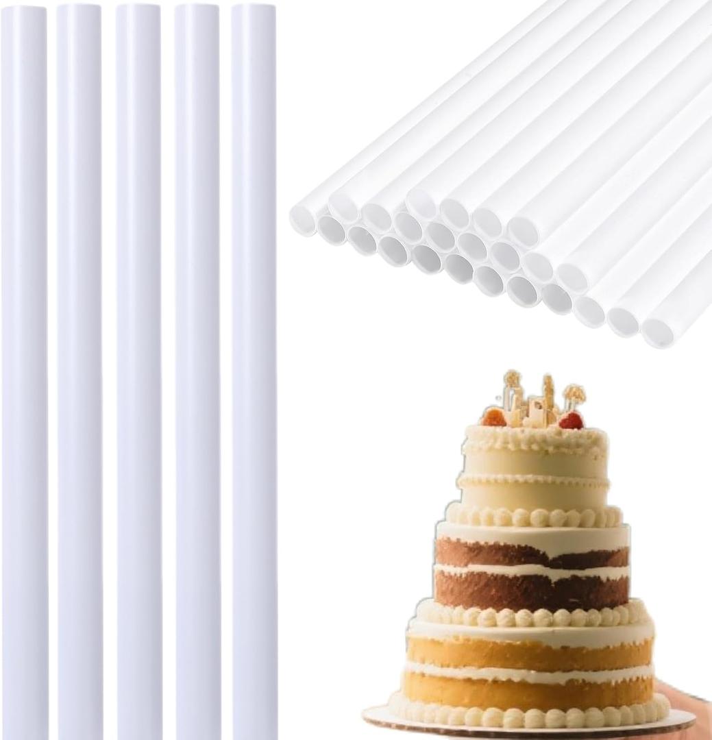 2 x YAOSHENG White Plastic Cake Dowel Rods for Tiered Cake Construction and Stacking Supporting Cake Round Dowels Straws with 0.47 Inch Diameter  (0.47 *11.81(5 PCS))
