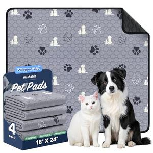 WanpeeGoo Washable Pee Pads for Dogs, 4 Pack Absorbent Reusable Training Dog Pads Pet Puppy Pads, Non-Slip Potty Pads for Whelping, Playpen, Crate, Bed, Grey 18"x24"