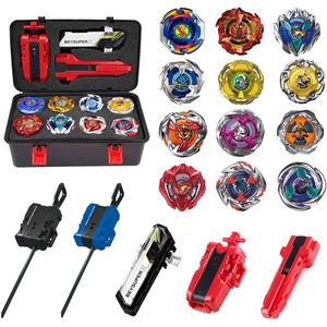 Battling Top Burst Gyros Toy Set Toy Gift for Children Boys Ages 6 8 10 12+ Combat Battling Game 10&12 Burst Spinning Tops 3 Two Way Launchers Grip Starter (X-12)