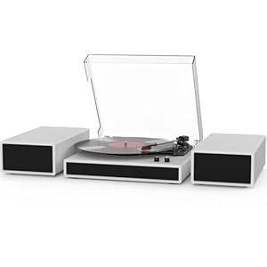 Vintage Record Player with External Stereo Speakers Belt-Drive Turntable Support Bluetooth Wireless Playback Support 3-Speed 33 1/ 3, 45, 78RPM Record Player for Vinyl with RCA Output Auto Stop