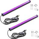 Black Light Bar, 1ft USB UV Black Light Fixture for Fluorescent Tapestry, Body Paint, Halloween, Christmas - 2-Pack with On/Off Switch (Upgraded-10W-2Pack)