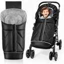 Universal Stroller Blanket & Stroller Footmuff,Water-Repellent Bunting Bag for Babies,Toddlers and Kids,Zipper Footmuff for Stroller,Stroller Winter Cover Warm Baby Sleeping Bag (Black)