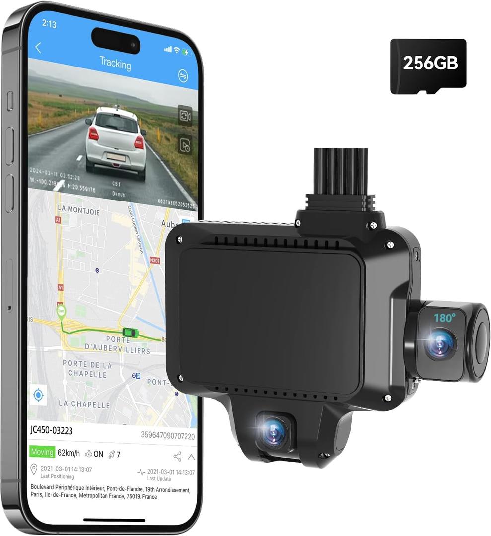 Dash Cam 1080P Night Vision 4G Live View ADAS GPS 24H Loop Geo Fence JC450P