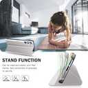 for Galaxy S24 FE 5G Case View Clear Window Leather Hard PC S24 FE Case Slim Mirror Kickstand Luxury Flip Shockproof for Samsung Galaxy S24 FE 5g Cover Protective (Gray)