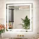TETOTE 30 x 30 Inch LED Bathroom Mirror with Frontlit and Backlit, Brighter Light up Bathroom Vanity Mirror with Lights, 3-Color Dimmable Illuminated Anti Fog Mirror Wall Mounted, Waterproof