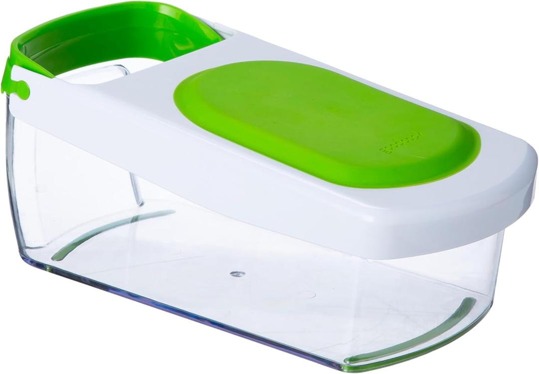 GoodCook Touch Veggie Dicer and Chopper, Stainless Steel Blades, 4-Cup Collection Container, Rapid Food Chopper, Versatile Uses, Non-Slip Base, BPA-Free, Efficient Size, White/Green