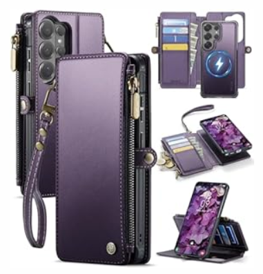 for Samsung Galaxy S26 Ultra Wallet Case Magnetic [Compatible with Magsafe] [RFID Blocking Card Holder] [Zipper] Detachable Drop-Proof Protective Phone Cases for Galaxy S26 Ultra 6.9", Purple