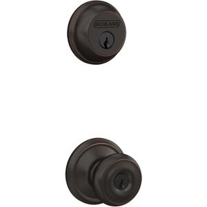 SCHLAGE FB50NVGEO716 Georgian Entry Deadbolt Lock, Aged Bronze