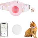 Cat Tracker Collar Breakaway Waterproof with Airtag Holder, Pet Cat Tracking Collar (Pink)