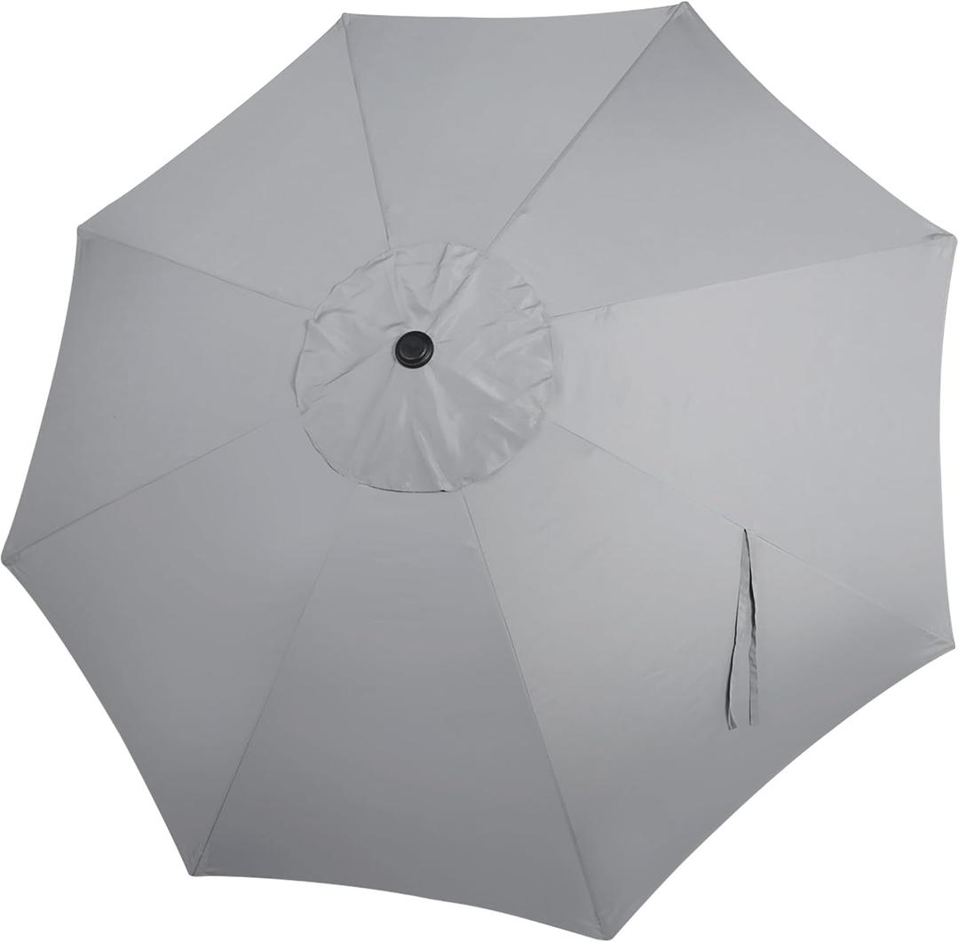 Blissun 9ft Patio Umbrella Replacement Canopy, Market Umbrella Top, Outdoor Table Umbrella Canopy for 8 Ribs, Canopy Only (Grey)