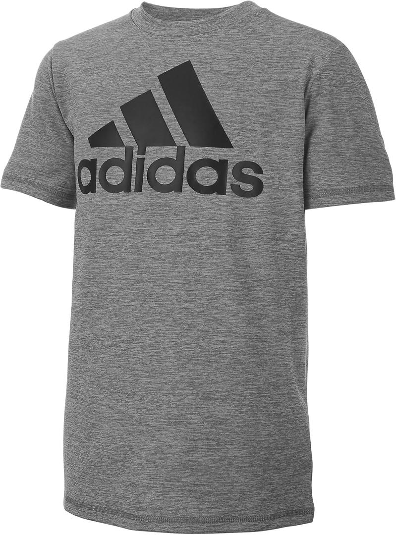 adidas Boys' Short Sleeve Aeroready Performance Logo Tee T-Shirt (Gray)