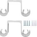 Double Curtain Rod Brackets 2Pcs, Aluminum Alloy Ceiling Mounted, White