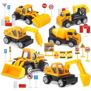 TOY Life 28 PCS Construction Toys for boy Age 3-5, Small Construction Vehicles, Sandbox Toy for Boys, Small Construction Car Truck Excavator Party Favors Gifts for Boys