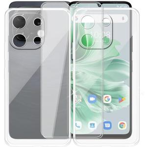 Phone Case for Umidigi G9C (6.75"), with 2 x Tempered Glass Screen Protector, with 2 x Ultra-Thin Clear Soft TPU Bumper Anti-Scratch Shock-Proof Case for Umidigi G9C - Clear+Clear