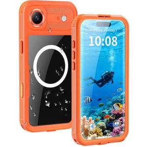 for iPhone Air - Compatible with MagSafe - IP68 Waterproof & Dustproof, 10FT Military-Grade Drop Proof - Built-in Screen Protector & Full-Body Rugged Cover, 6.9 Inch - Orange