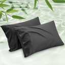 Bedsure Cooling Pillow Cases Queen Size Set of 2, Rayon Derived from Bamboo Cooling Pillowcases for Hot Sleepers, Cool Pillow Covers with Envelope Closure for Women, Men, Black, 20x30 Inches
