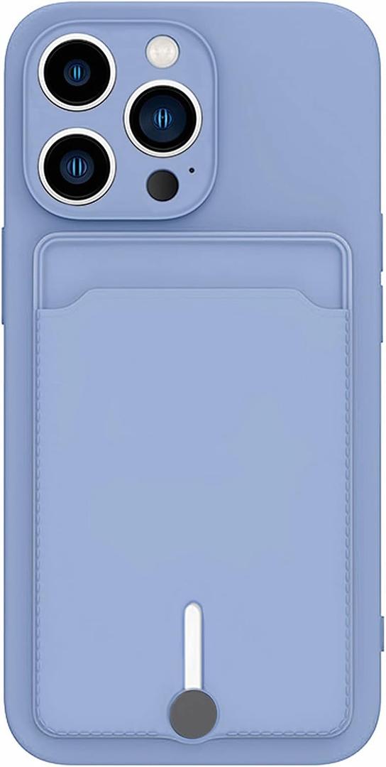 for iPhone 14 Pro Max Phone Case with Card Holder [Slim + Protective] Silicone Phone Case iPhone 14 Pro Max Wallet Case for Women Men (Purple Blue)