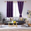 BULBUL Cream Purple Color Block Window Curtains Panels 108 inches Long Velvet Farmhouse Drapes for Bedroom Living Room Darkening Treatment with Grommet Set of 2