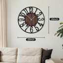 Maxstar Round Wall Clock for Living Room Decor Battery Operated Non Ticking Silent Vintage Black Metal Wood Clocks for Home Living Room Garden Farmhouse Office Kitchen Decoration -20 inch