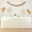 8ft Ivory Spandex Table Cloths for Rectangle Tables Wrinkle Free Ivory Rectangle Tablecloths, Stretch Fitted Table Cover with Skirt for Wedding Birthday Party Banquet Baby Shower Buffet Event
