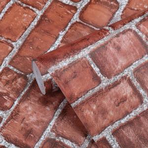 Coavas Brick Wallpaper Peel and Stick Red Faux Brick Contact Paper 17.7x196.9 Inches Removable Wall Paper Adhesive Renter Friendly Bathroom Farmhouse Kitchen Backsplash