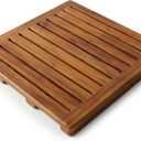 Acacia Wood Shower Mat 21x21 Inches by Demigo, Luxury Bath Mat Non Slip for Bathroom Bathtub Shower Spa Garden Home, Wooden Floor Mat Square Large for Outdoor and Indoor Brown, 21" x 21" (Square)