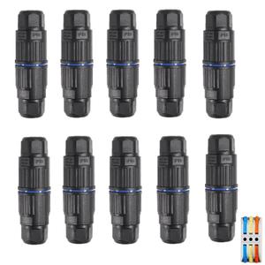 10PCS IP68 Waterproof Electrical Cable Connector, Outdoor 3 Way Junction Box, Waterproof Wire Connectors with Replaceable Lever Wire Connectors for AWG 28-12, Quick Screwless Installation