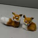 Sosation 2 Pcs Simulation Fox Mini Toy Fur Animal Model Stuffed Ornament Static Action Figures Fox Standing Sitting Plush for Home Office Desktop Bag Decoration 3.94 x 3.54 in, 3.15 x 2.75 in(Brown)