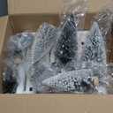 Ceramic Christmas Village Houses 5 Pcs White Houses & 9 Pcs Trees & Fake Snow Farmhouse Christmas Decorations Indoor for Home Table Mantle Fireplace