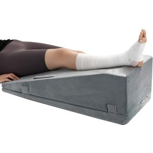 Ganondorf Leg Elevation Pillow, Premium Foam Leg Support Adjustable Wedge Pillow Relieves Joint Pain After Surgery Ergonomic Curve for Leg Support Promote Blood Circulation Single Leg (29.5*13*(7.9+2) Inch, Gray)