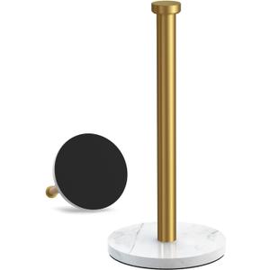 VEHHE Marble Paper Towel Holder for Kitchen Countertop, Standing Paper Towel Stand with Weighted Base & EVA Non-Slip Pad, for Bathroom or Kitchen (Gold)