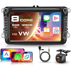 8 Core 6G 128G for VW Seat Golf Polo Passat B6 B7 Jetta Caddy Tiguan Touran Skoda Radio Android 8 Inch Touchscreen Wireless Carplay Android Auto, Driauto Car Stereo Bluetooth GPS WiFi Type-C Camera