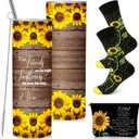 Sieral 3 Pcs Sunflower Gifts for Women Girls with 20 oz Sunflower Tumbler Makeup Bag and Crew Socks Sun Flower Gifts for Teacher Friend Graduation Back to School End of Year Party Favors