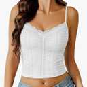 Avidlove Womens Lace Camisole Spaghetti Strap Tank Top Sweetheart Neck Eyelet Pleated Bustier Tops Slim Fit Y2k Cami M