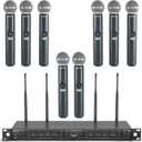Phenyx Pro Wireless Microphone System, 8-Channel Wireless Mic, w/ 8 Handheld Dynamic Microphones, Auto Scan,8x40 UHF Frequencies, 328ft Range, Mics for Singing,Church, Karaoke(PTU-6000-8H)