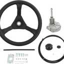 Outboard Steering Rotary System Boat Kit with 13.5 Inch Steering Wheel,3/4" Tapered Shaft,10 Feet Boat Cable for Marine Outboard