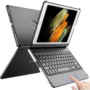 TQQ Touch for iPad 9th Generation Case with Keyboard (10.2", 2021), Multi-Touch Trackpad, 360 Rotatable Protective Cover for iPad Keyboard 9th/8th/7th Gen with Pencil Holder (Black)