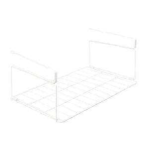 Under Shelf Basket, 15" Metal Under Shelf Storage, Space Saving Cabinet Organizers and Storage for Kitchen Pantry, Bookshelf, Cabinet, Bathroom,White