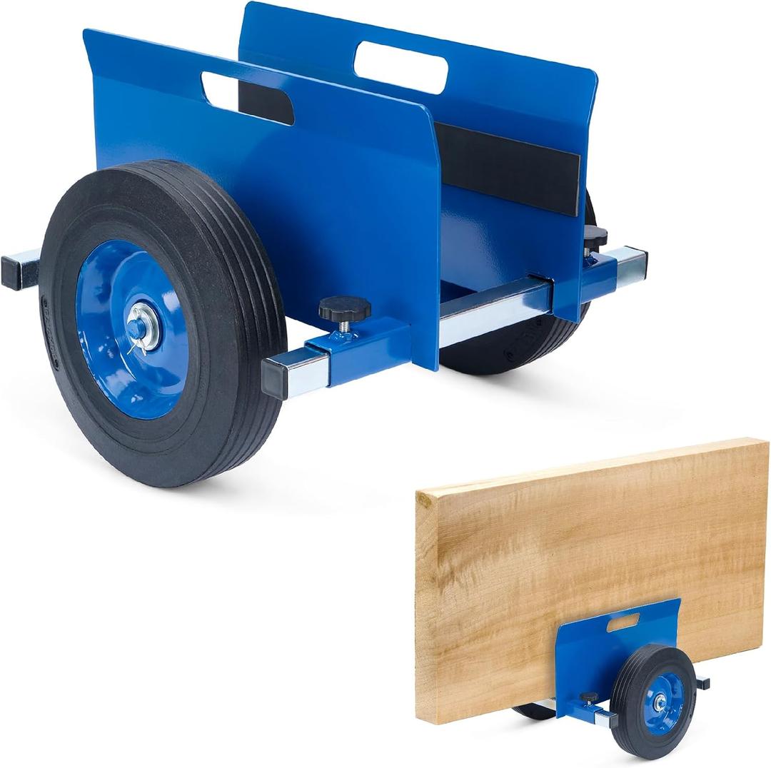 lukar Panel Dolly Heavy Duty 1100LBS Capacity, Adjustable Panel Dolly Cart with 10" Solid Rubber Wheels, Drywall Mover Cart for Wood Panels, Doors and Drywall Sheet Blue