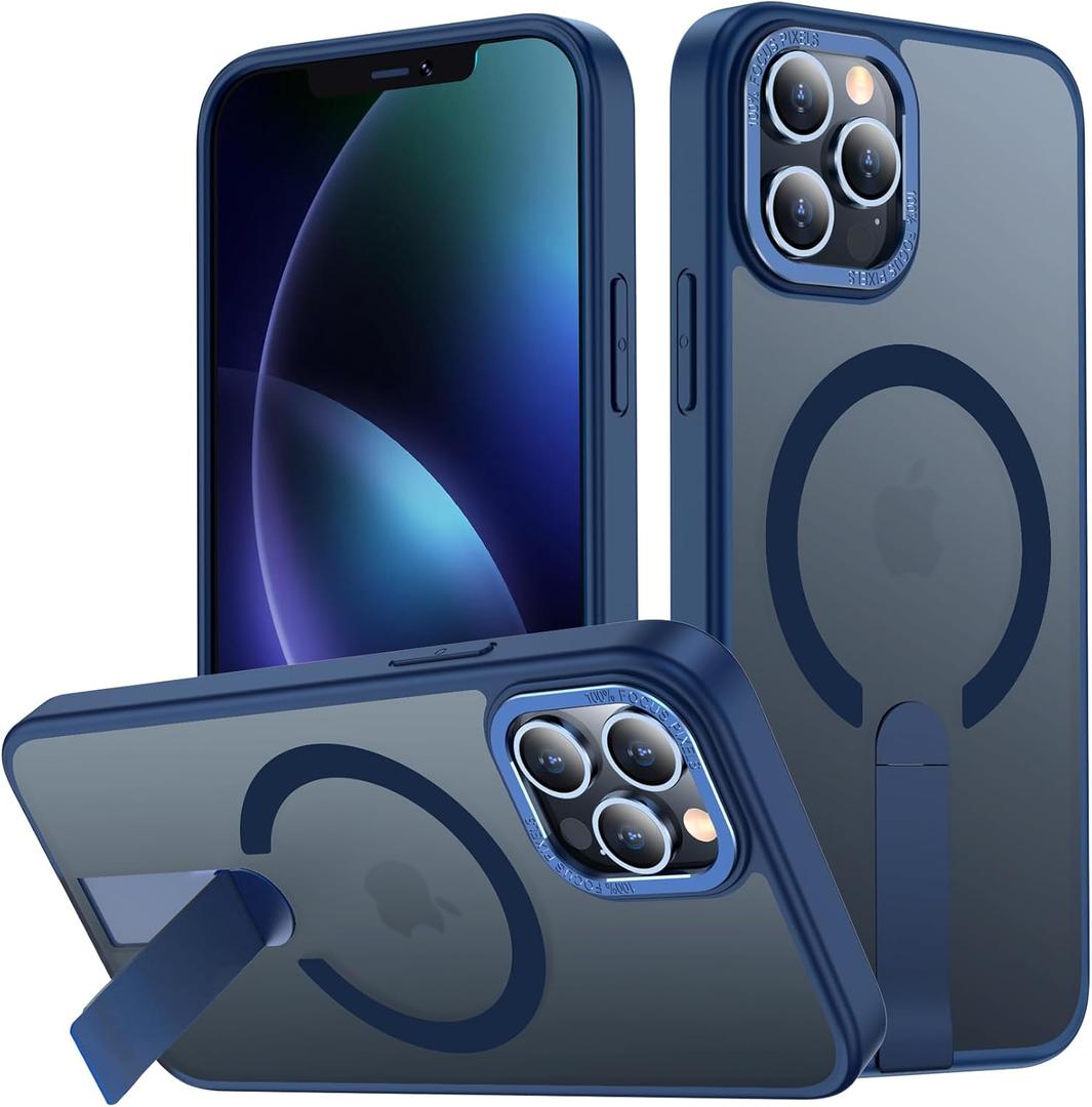 iPhone 14 Pro Max Case with Kickstand, Compatible with MagSafe, [Invisible Stand] Anti-Slip Shockproof Military-Grade Protection, Magnetic Protective Phone Case for iPhone 14Pro Max, Blue