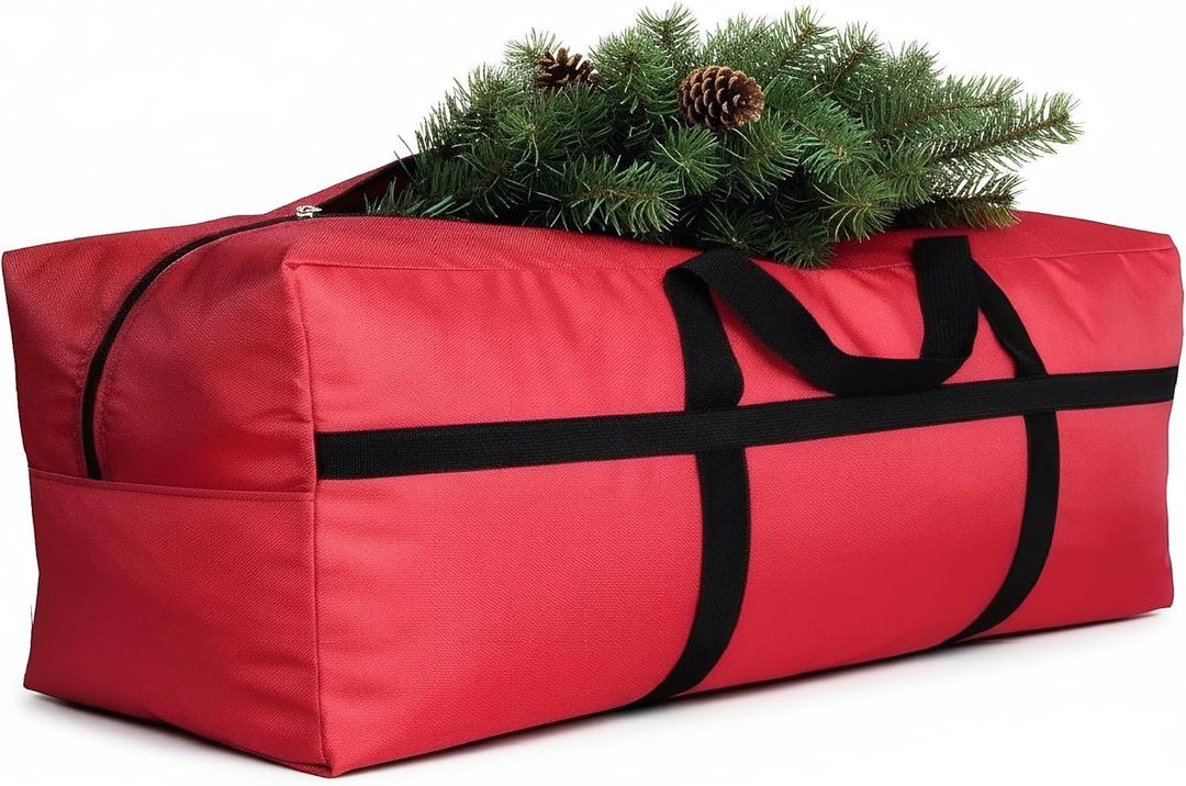 Extra Large Storage Duffle Bag with Zippers and Handles, Big Foldable Duffle Bag for Travel (Medium-31.5"(L) X 11.8"(W) X 16.5"(H), Red)