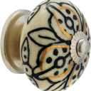 Cabinet Knobs for Dresser Drawers - Countryside Boho Handmade Ceramic Handle Kitchen Cabinets Cupboard Wardrobe Pulls Farmhouse Decor - Black and Gold - Pack of 4