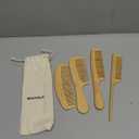 4 Pcs Natural Handmade Bamboo Anti-Static Combs Set - Wide Tooth, Rat Tail and Fine Tooth for Long, Short, Thick, Thin, Wavy or Curly Hair Detangling (Natural)