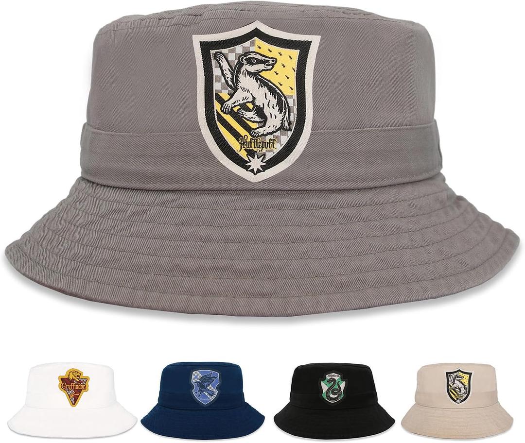 Harry Potter Bucket Hat for Kids, Boy, Girl Sun Hat Ages 4-7, Big Kids 7-14 Years 100% Cotton for Summer Teen Youth Beach Hat (Gray)